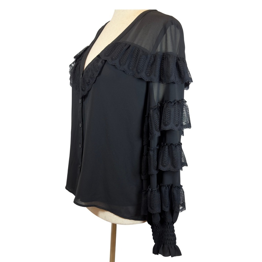 Marc New York Whimsigoth Lace Ruffle Blouse Fairy Grunge Statement Sleeves Large - Picture 3 of 11